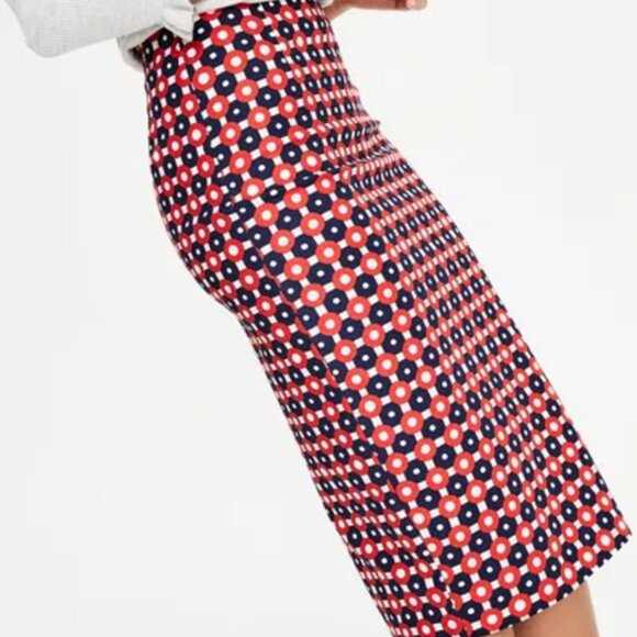 Boden Women's Petite Geometric Print Richmond Pencil Skirt Red/Multi Size 4P - Picture 3 of 16